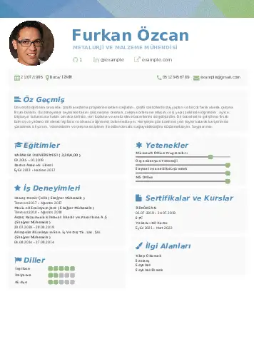 Metalürji Ve Malzeme Mühendisliği Cv Örnekleri cv indir